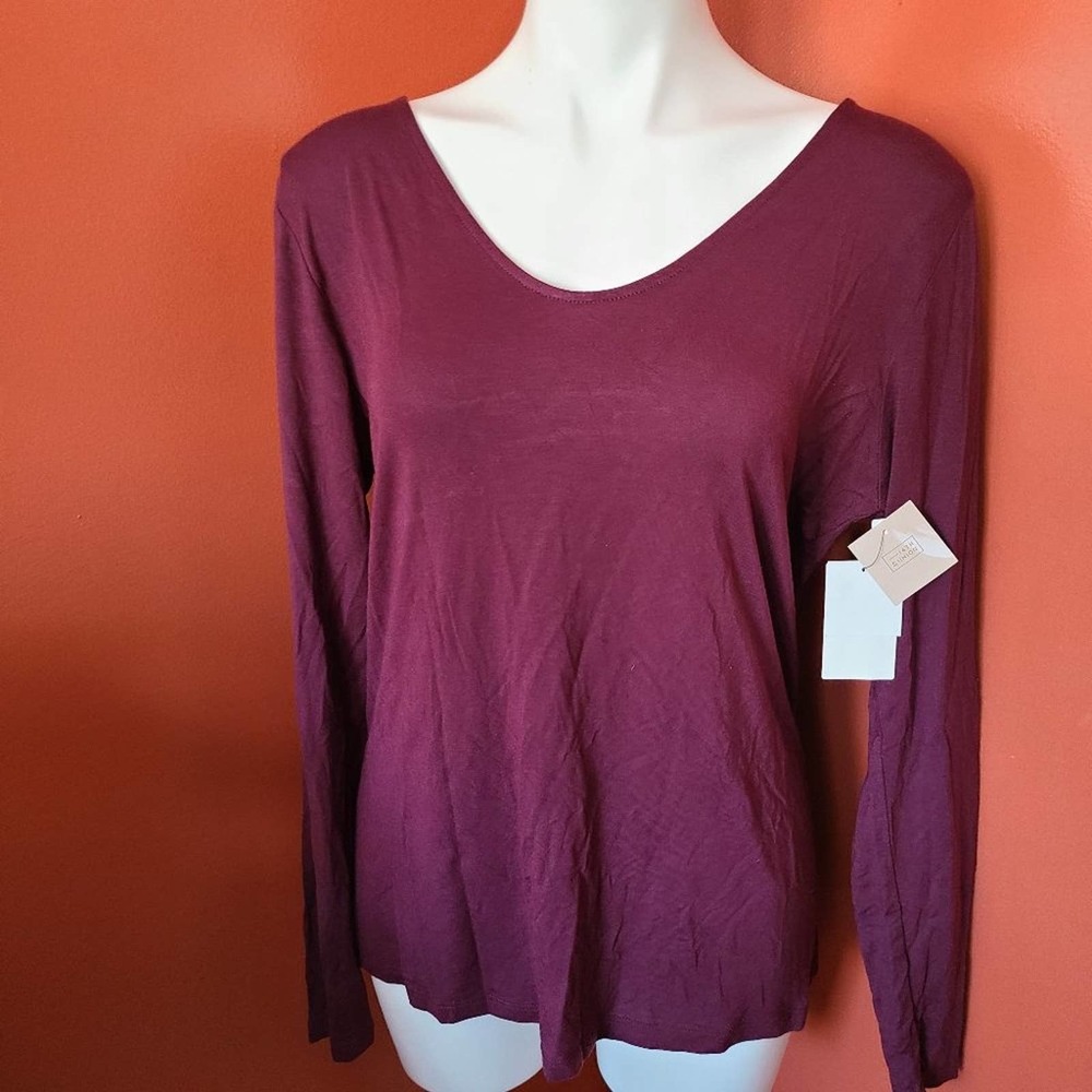 14th & Union Burgandy Fig Long Sleeve Top  Size XL